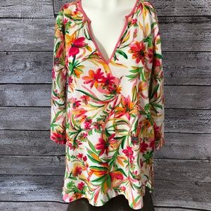 J. Crew Floral Tropical Cover-Up Top, Medium